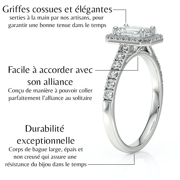 Bague entourage saphir et diamant Promets Moi - 8