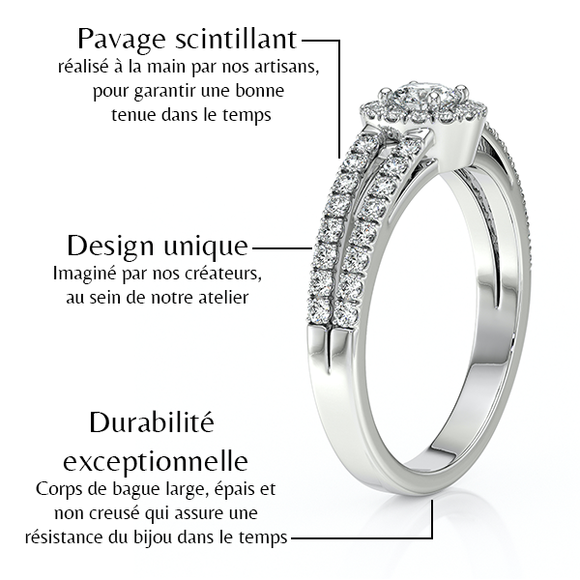 Bague entourage diamant noir Promets Moi - 9