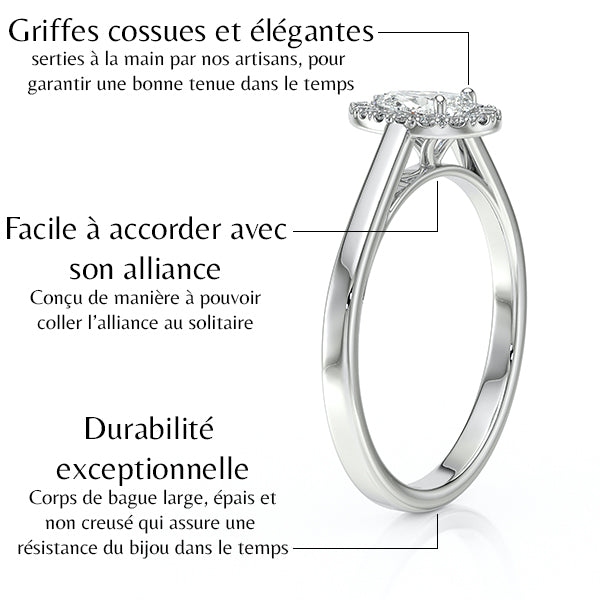 Bague entourage saphir et diamant Promets Moi - 7
