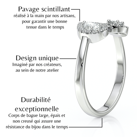 Bague entourage diamant noir Toi et Moi