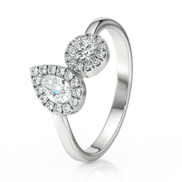 Bague entourage diamant noir Toi et Moi