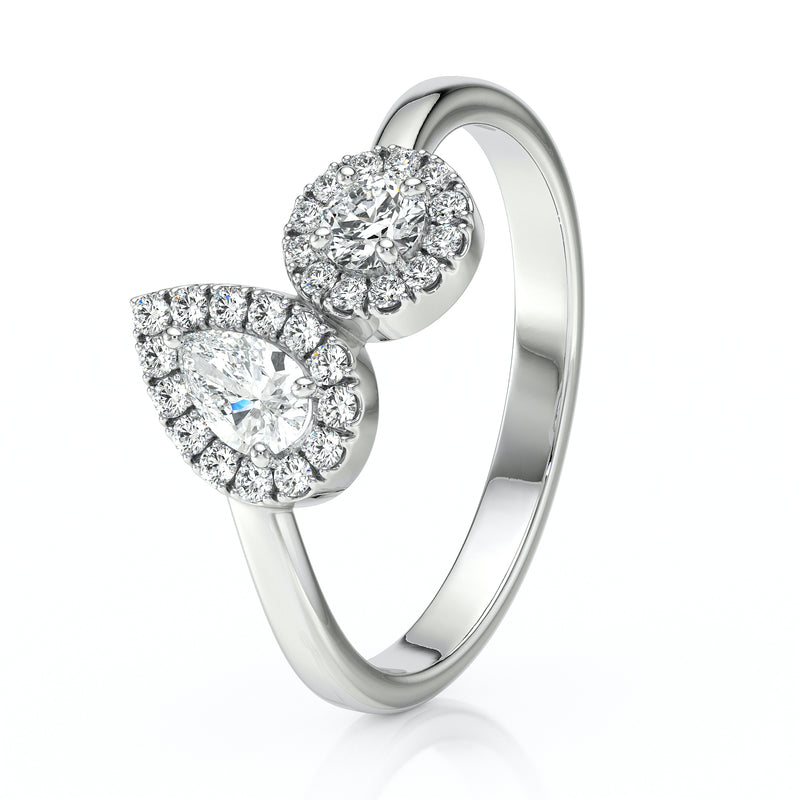 Bague entourage saphir rose et diamant Toi et Moi