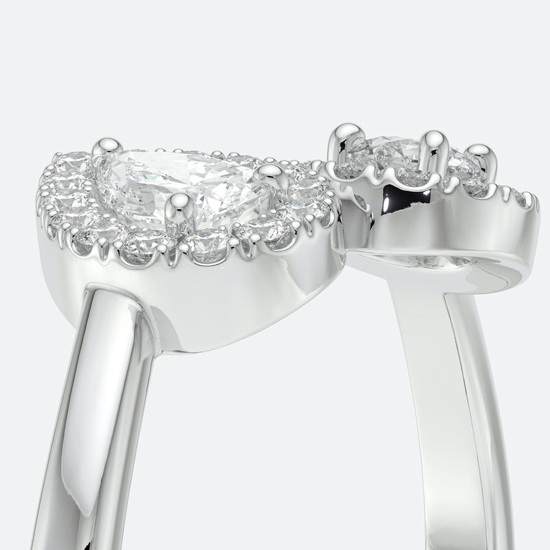 Bague entourage saphir rose et diamant Toi et Moi