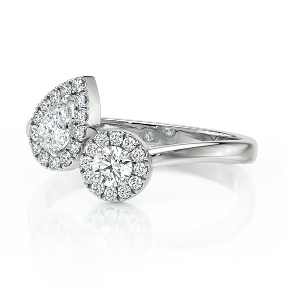 Bague entourage diamant noir Toi et Moi