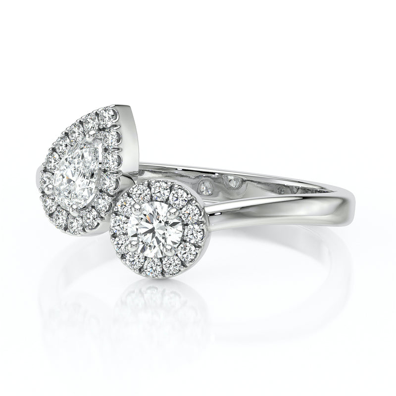 Bague entourage saphir rose et diamant Toi et Moi