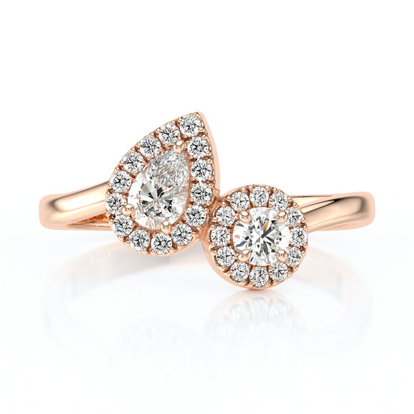 Bague entourage diamant Toi et Moi