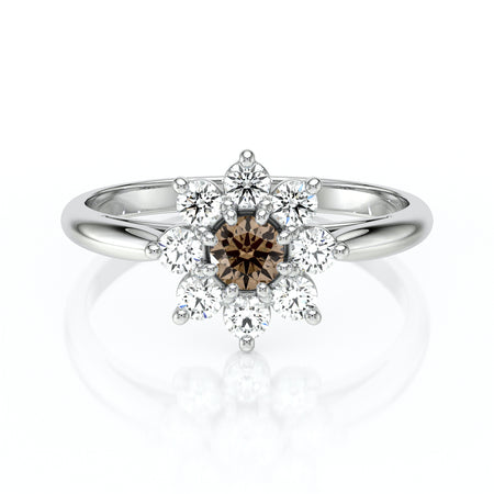 Bague entourage diamant chocolat Marguerite - 1
