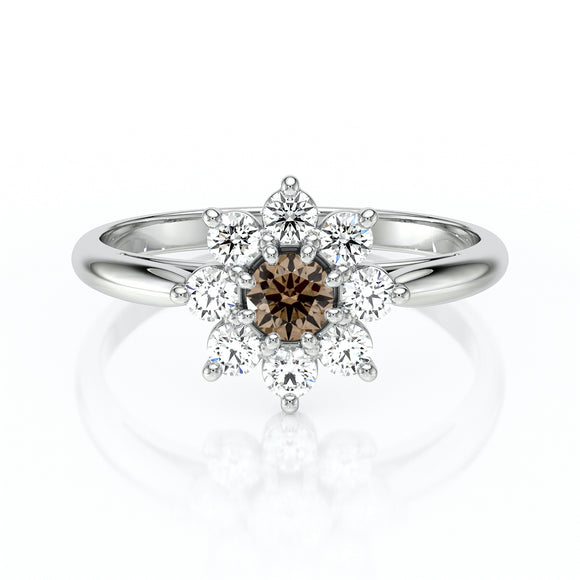 Bague entourage diamant chocolat Marguerite - 1