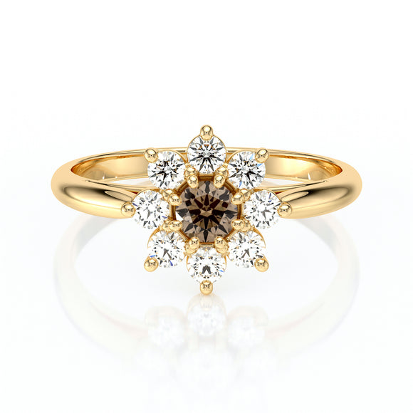 Bague entourage diamant chocolat Marguerite - 1