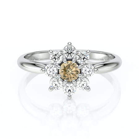 Bague entourage diamant cognac Marguerite - 1
