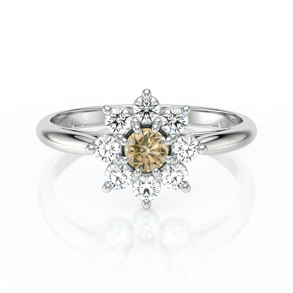 Bague entourage diamant cognac Marguerite - 1