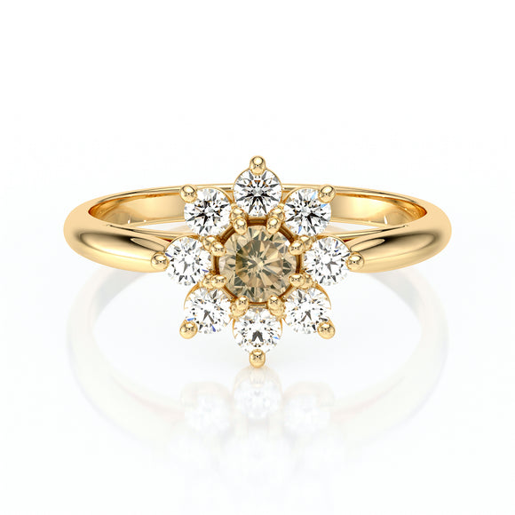 Bague entourage diamant cognac Marguerite - 1
