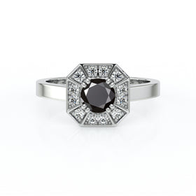 Bague entourage diamant noir Coup de Foudre - 12