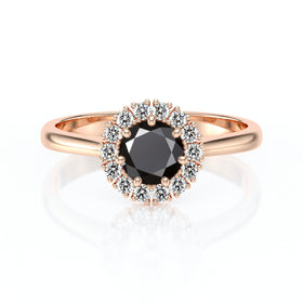 Bague entourage diamant noir et diamant Pour la Vie - 7