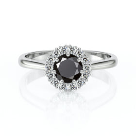 Bague entourage diamant noir et diamant Pour la Vie - 7