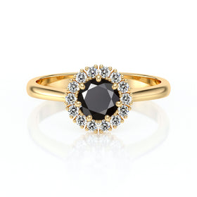 Bague entourage diamant noir et diamant Pour la Vie - 7