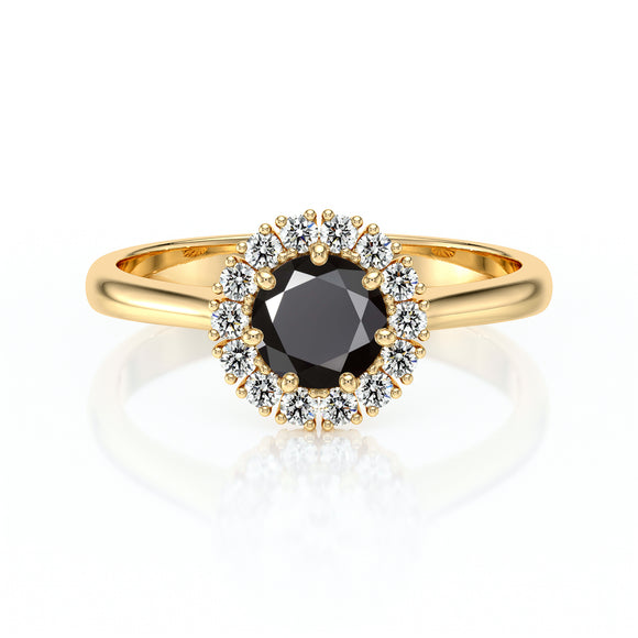 Bague entourage diamant noir et diamant Pour la Vie - 7