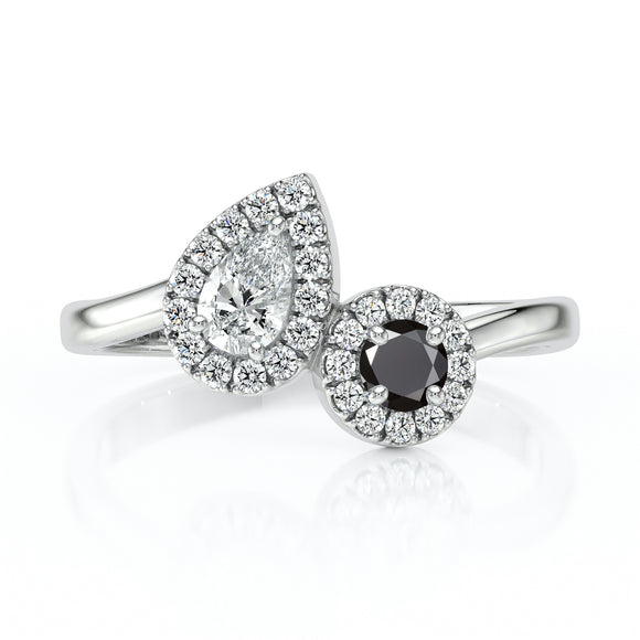 Bague entourage diamant noir Toi et Moi