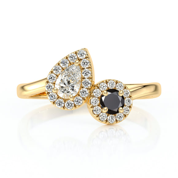 Bague entourage diamant noir Toi et Moi