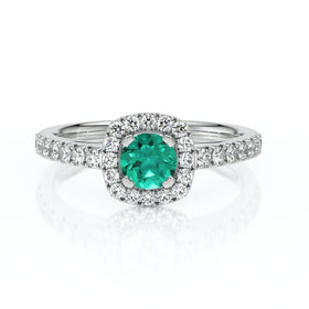 Bague entourage émeraude et diamant Coup de Foudre - 1