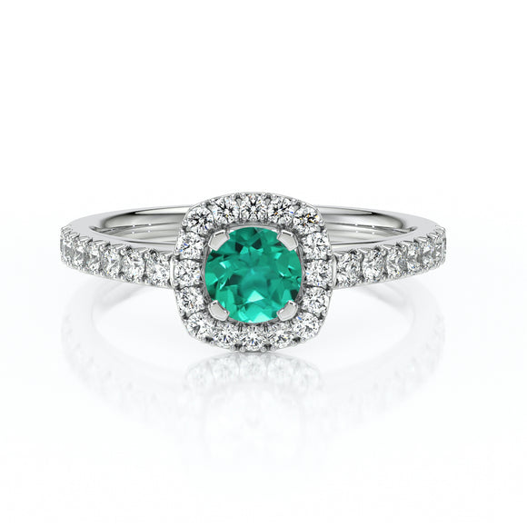 Bague entourage émeraude et diamant Coup de Foudre - 1