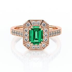 Bague entourage émeraude et diamant Coup de Foudre - 6