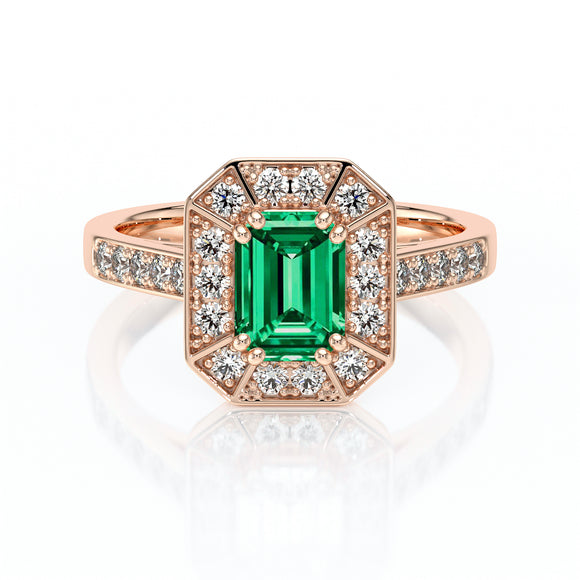 Bague entourage émeraude et diamant Coup de Foudre - 6