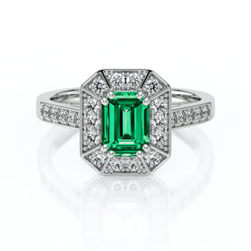 Bague entourage émeraude et diamant Coup de Foudre - 6