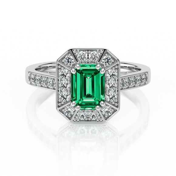 Bague entourage émeraude et diamant Coup de Foudre - 6