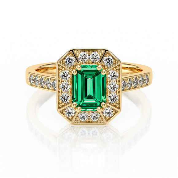 Bague entourage émeraude et diamant Coup de Foudre - 6