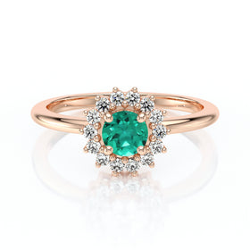 Bague entourage émeraude et diamant Coup de Foudre - 4