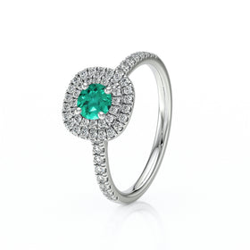 Bague entourage émeraude diamant Coup de Foudre - 7
