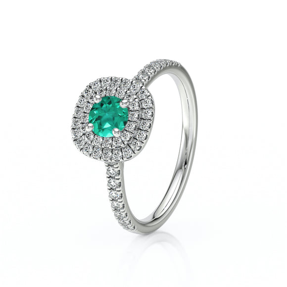 Bague entourage émeraude diamant Coup de Foudre - 7
