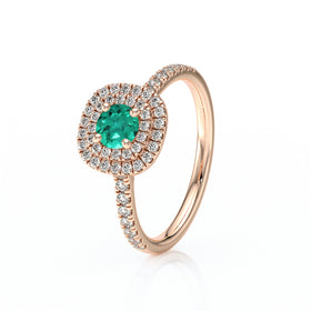Bague entourage émeraude diamant Coup de Foudre - 7