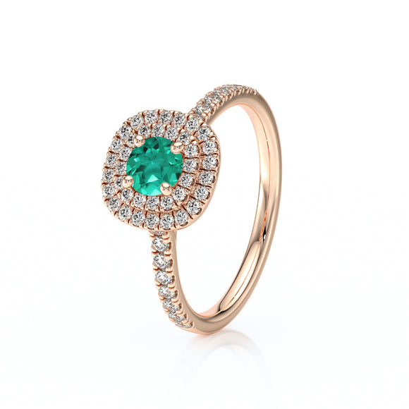 Bague entourage émeraude diamant Coup de Foudre - 7