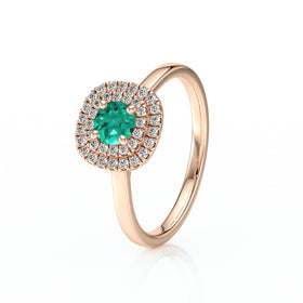 Bague entourage émeraude diamant Coup de Foudre - 8