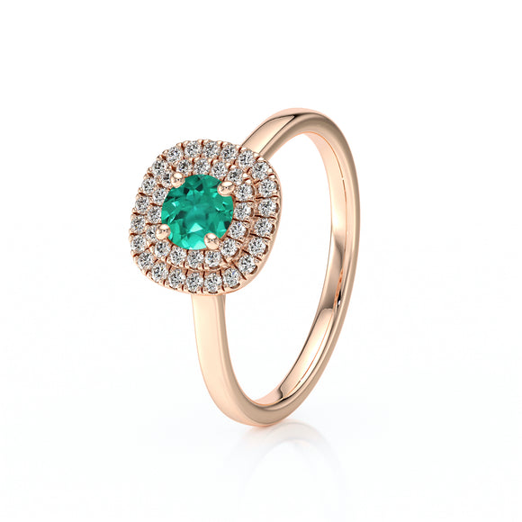 Bague entourage émeraude diamant Coup de Foudre - 8