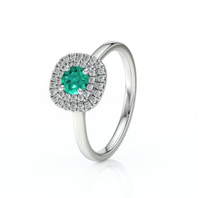 Bague entourage émeraude diamant Coup de Foudre - 8