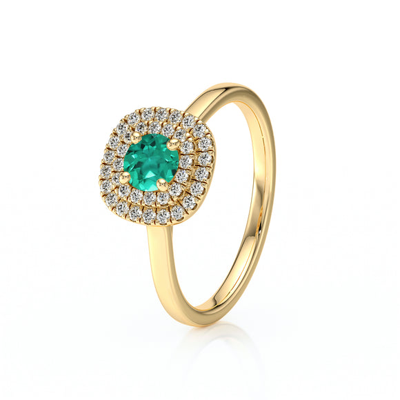 Bague entourage émeraude diamant Coup de Foudre - 8