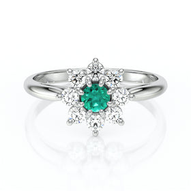 Bague entourage émeraude et diamant Marguerite - 1