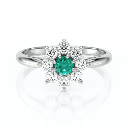 Bague entourage émeraude et diamant Marguerite - 1