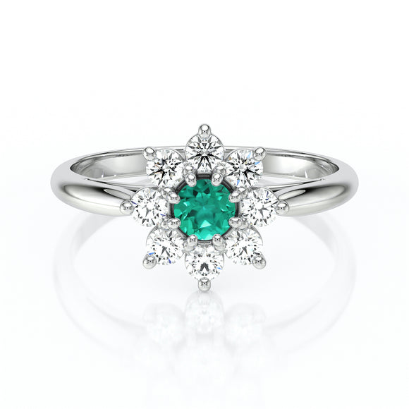 Bague entourage émeraude et diamant Marguerite - 1