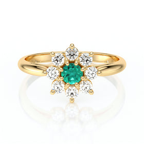 Bague entourage émeraude et diamant Marguerite - 1