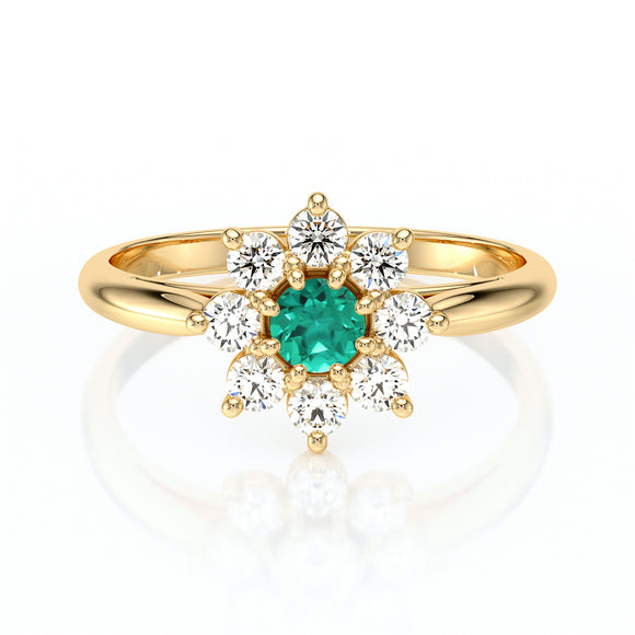 Bague entourage émeraude et diamant Marguerite - 1