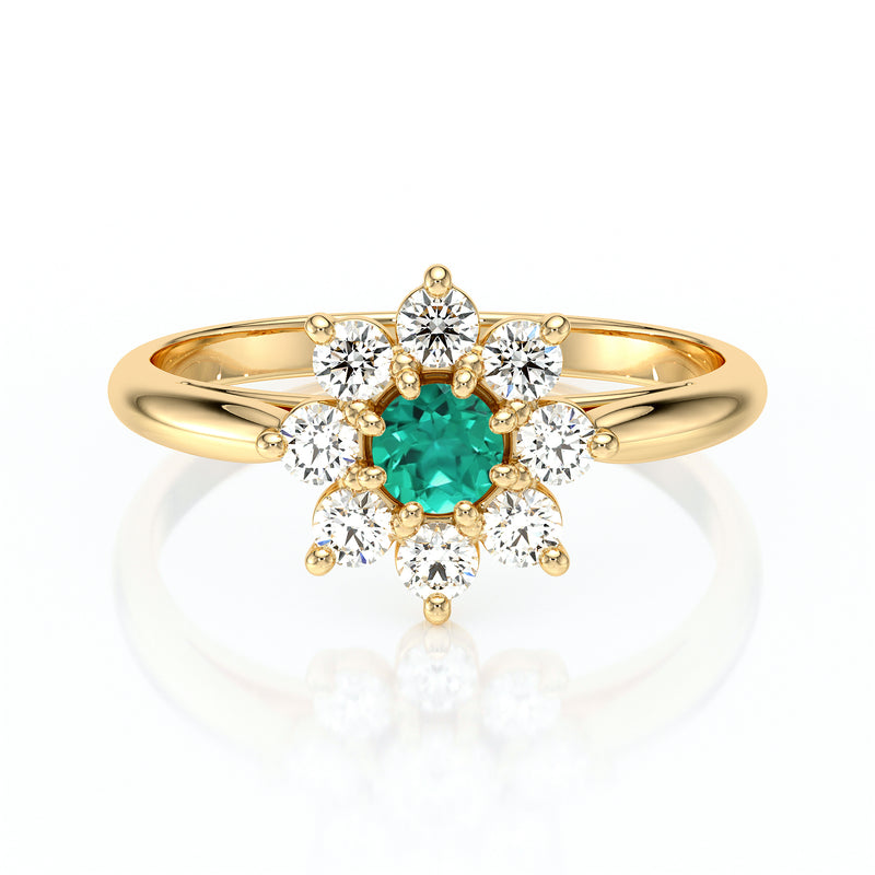 Bague entourage émeraude et diamant Marguerite - 1