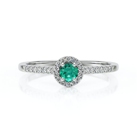 Bague entourage émeraude et diamant Pour la Vie - 1