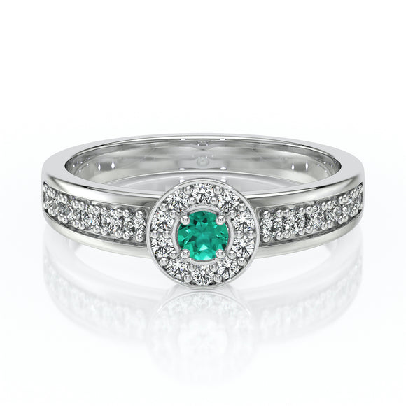 Bague entourage émeraude et diamant Pour la Vie - 3