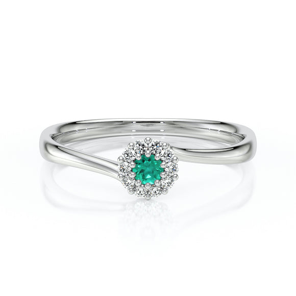 Bague entourage émeraude et diamant Pour la Vie - 6