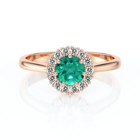 Bague entourage émeraude et diamant Pour la Vie - 7