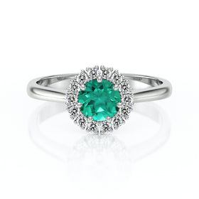 Bague entourage émeraude et diamant Pour la Vie - 7